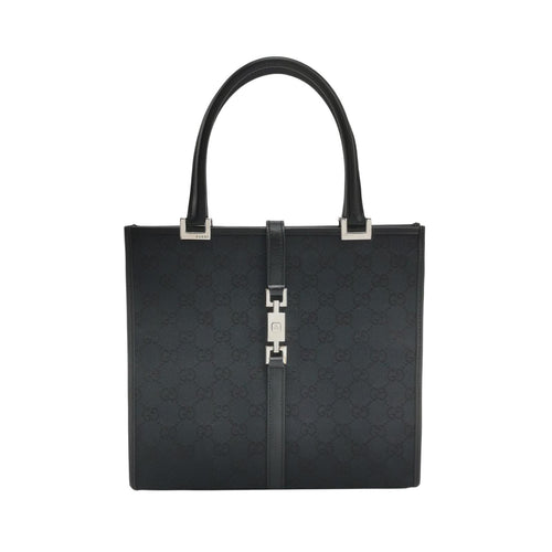 Gucci Bardot Leather and Canvas GG Monogram Push Lock Vintage Handbag 250425781165050