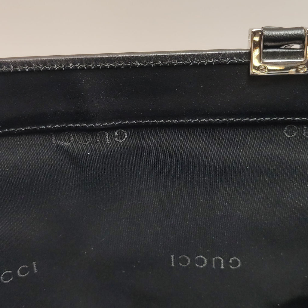 Gucci Bardot Leather and Canvas GG Monogram Push Lock Vintage Handbag 250425781165050
