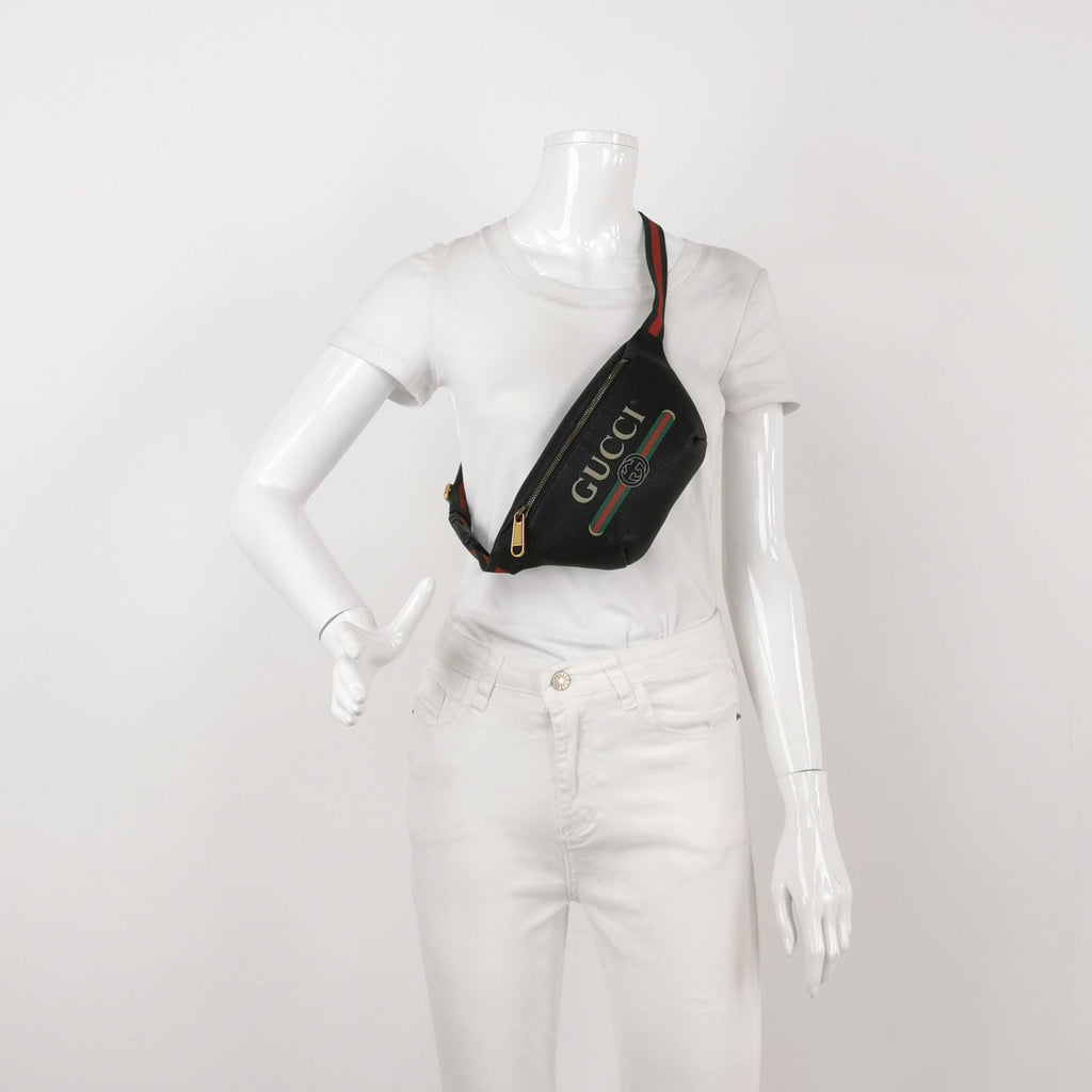 Gucci Print Leather Waist Bag Chest Bag 047852400559