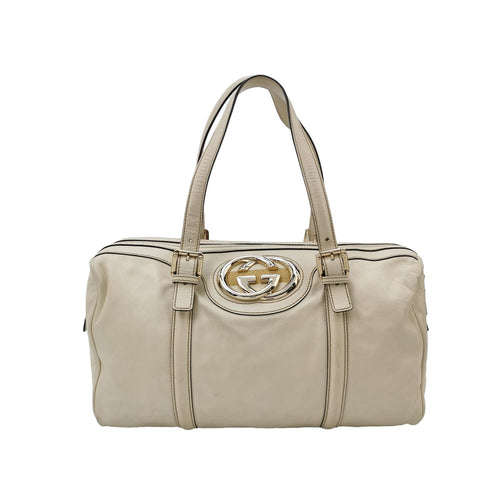 Gucci Britt Leather Solid Metal G Logo Vintage Shoulder Bag 250422781159912