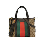 Gucci Leather and Canvas GG Monogram Bamboo Tassel Shoulder Bag 250422781160516