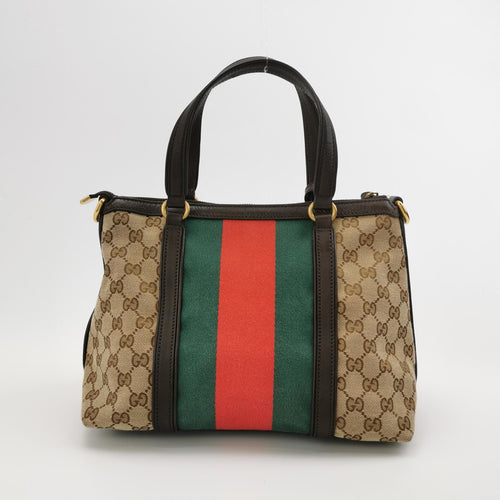 Gucci Leather and Canvas GG Monogram Bamboo Tassel Shoulder Bag 250422781160516