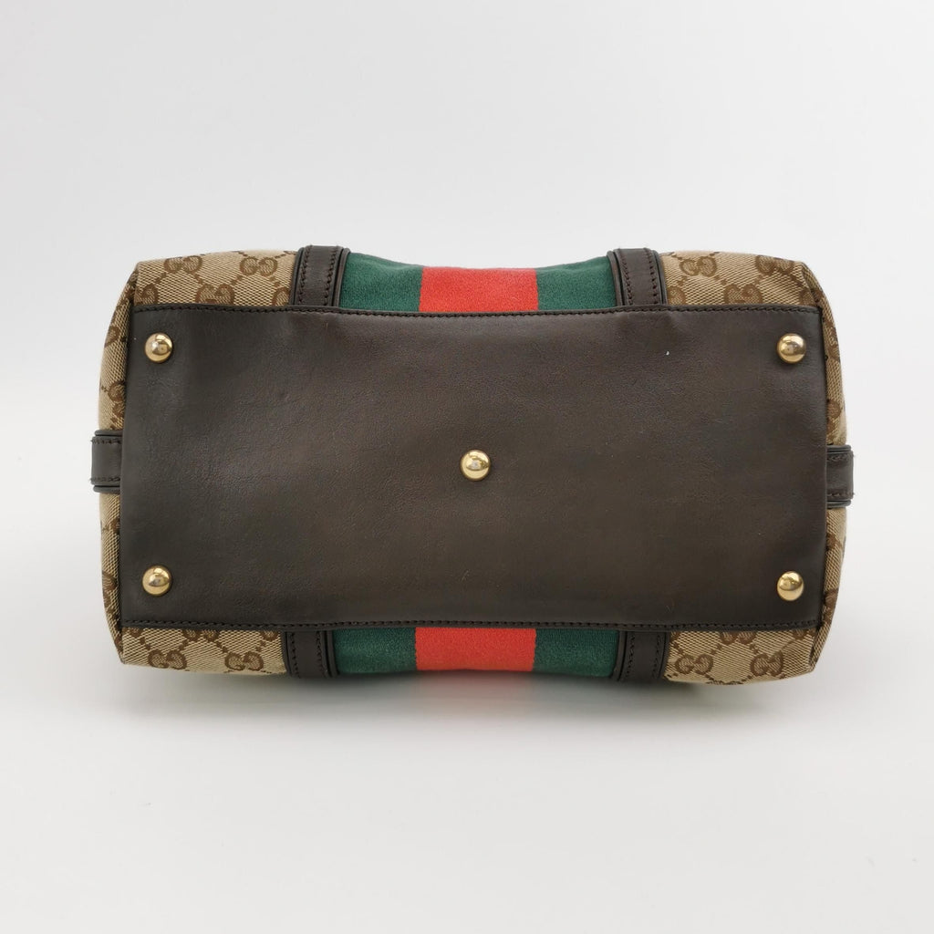 Gucci Leather and Canvas GG Monogram Bamboo Tassel Shoulder Bag 250422781160516