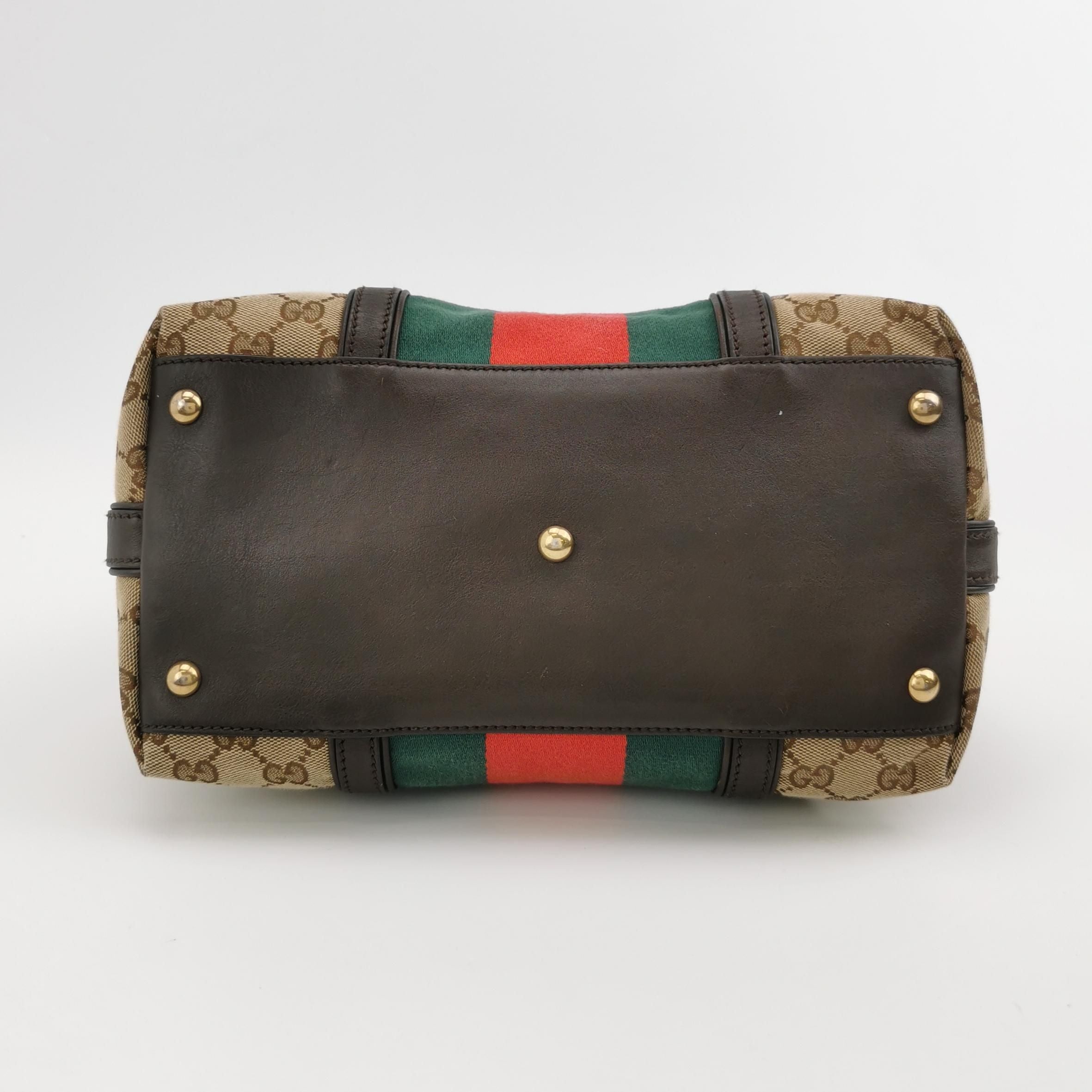 Gucci Leather and Canvas GG Monogram Bamboo Tassel Shoulder Bag 250422781160516