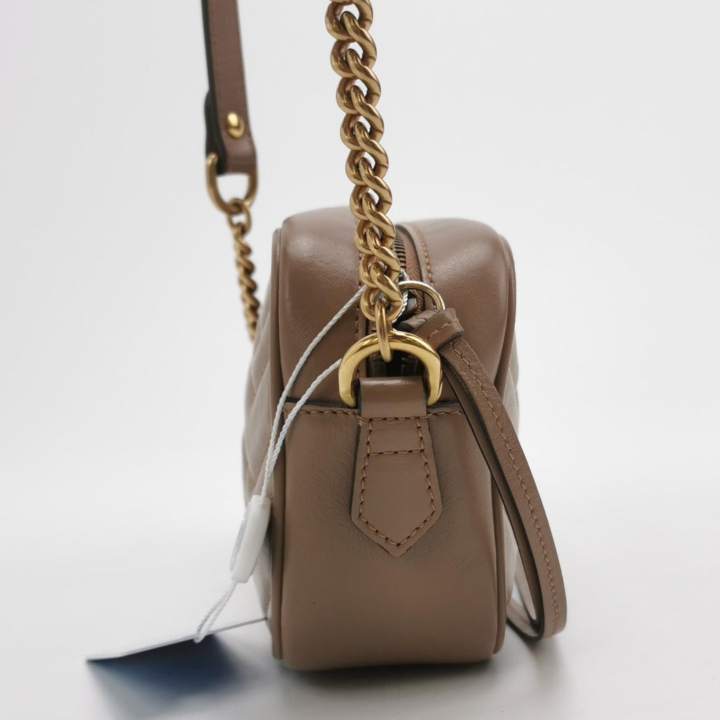 Gucci GG Marmont Mini Leather V-Stitch Double G Logo Camera Crossbody Bag 250417781153242
