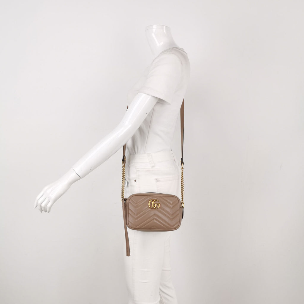 Gucci GG Marmont Mini Leather V-Stitch Double G Logo Camera Crossbody Bag 250417781153242