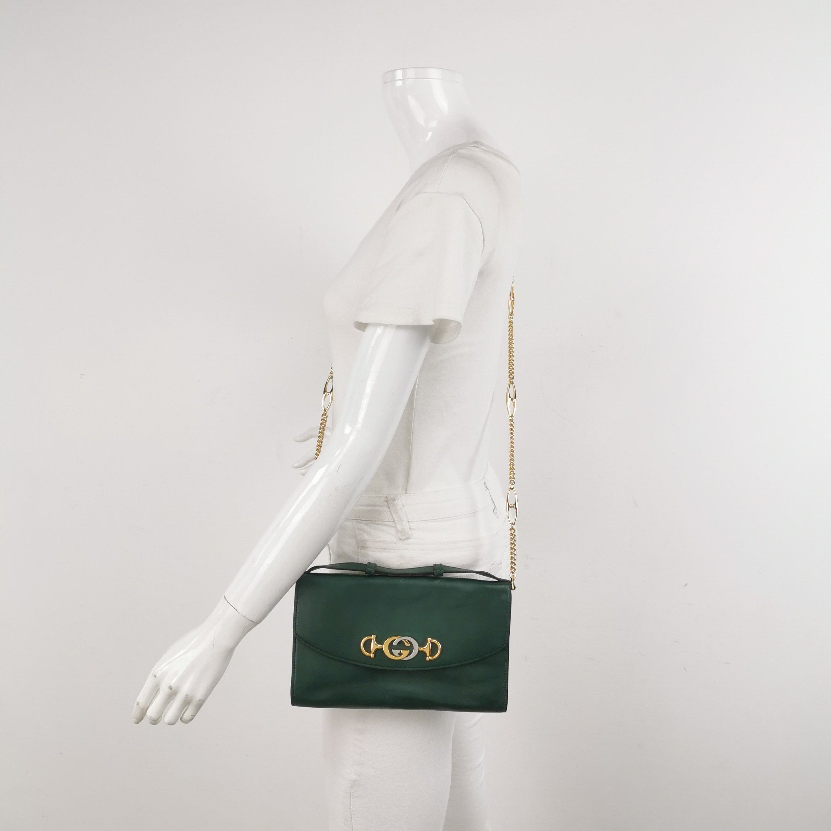 Gucci Zumi Leather Double G Horsebit Shoulder Bag 250419781155321