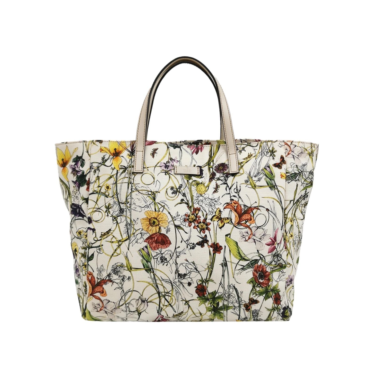 Gucci Leather and Canvas Floral Pattern Tote Bag 250419781156000