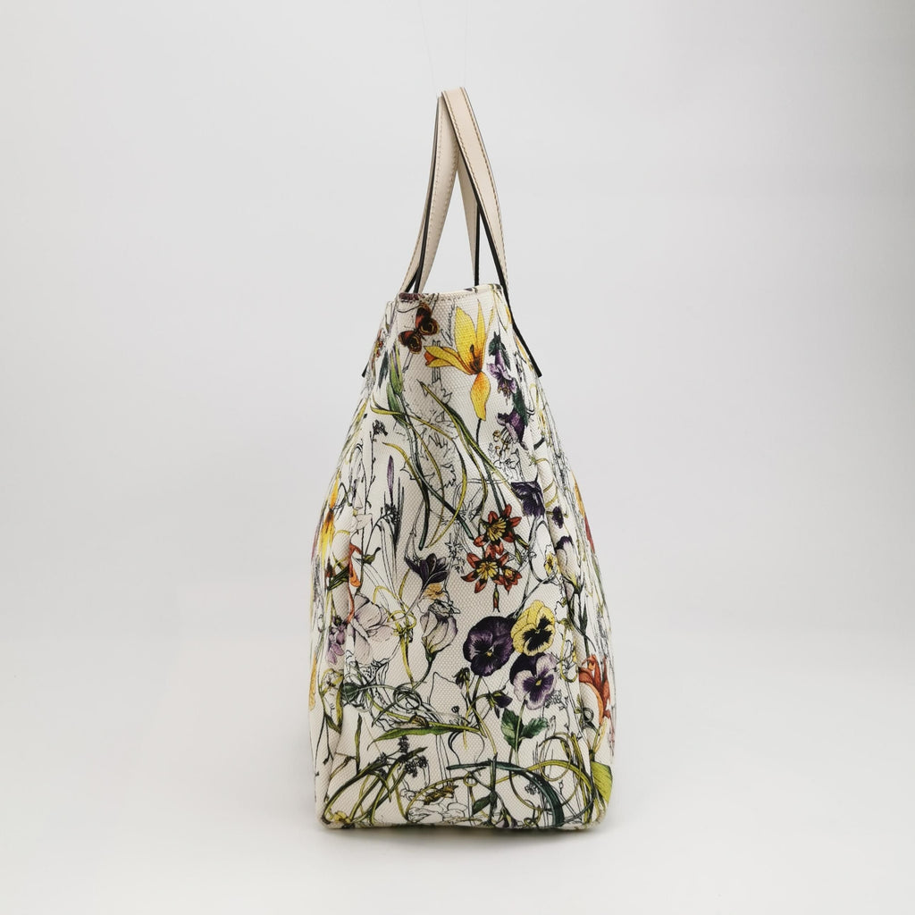 Gucci Leather and Canvas Floral Pattern Tote Bag 250419781156000