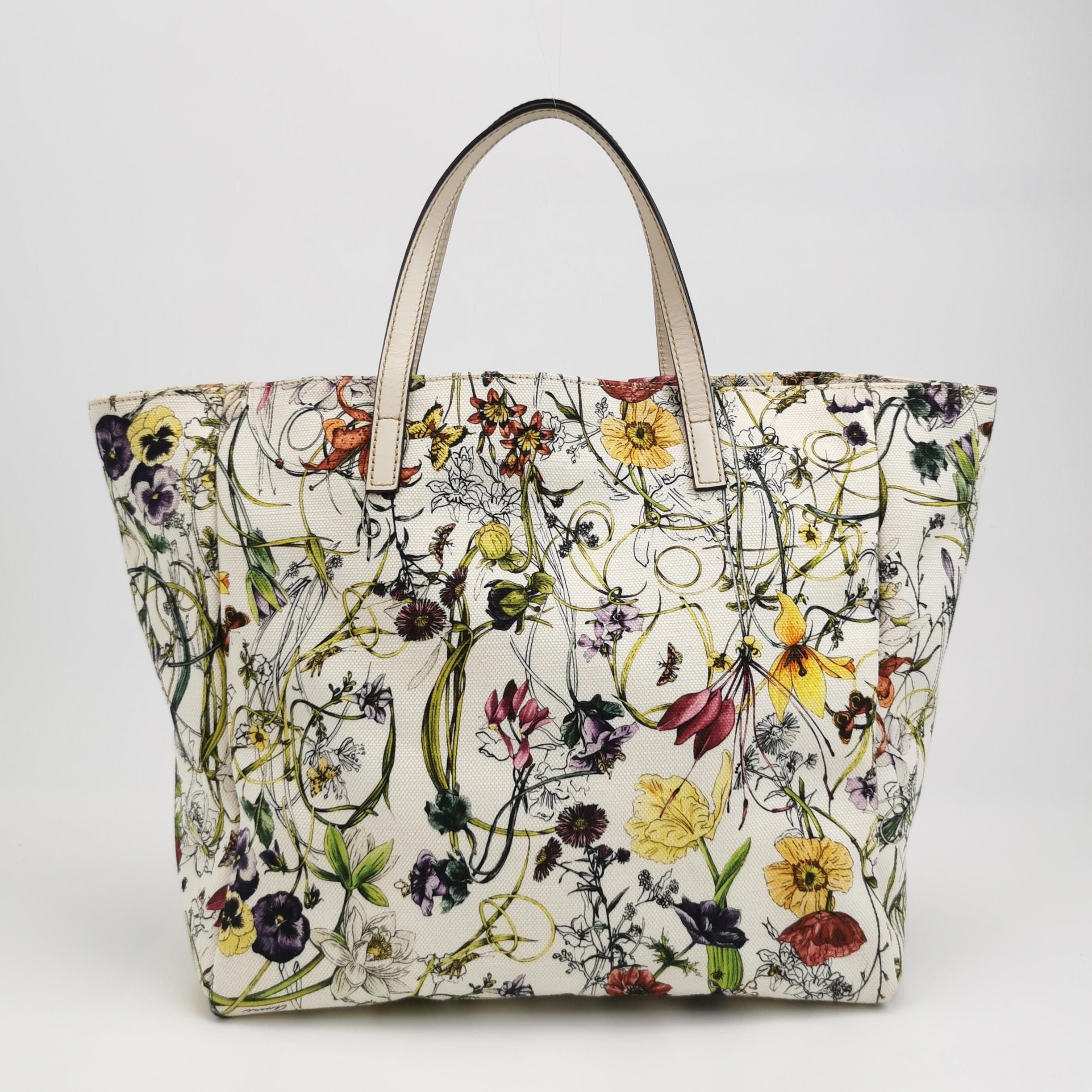 Gucci Leather and Canvas Floral Pattern Tote Bag 250419781156000