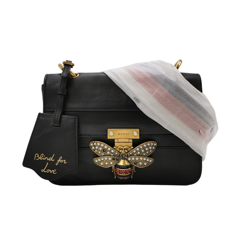 Gucci Queen Margaret Queen Bag Leather Solid Pearl Bee Crossbody Shoulder Bag 250419781155040