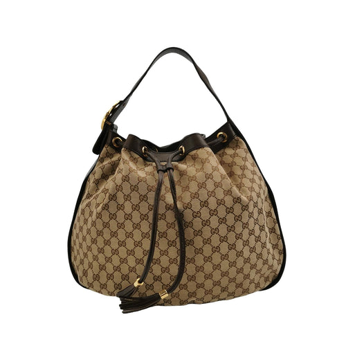 Gucci GG Canvas and Leather Drawstring Shoulder Bag 250418781154516