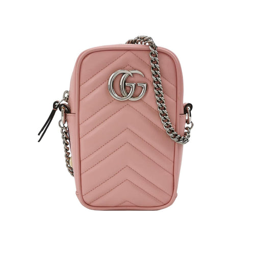 Gucci GG Marmont Mini Leather V-stitch Double G Logo Phone Crossbody Shoulder Bag 250414781147891