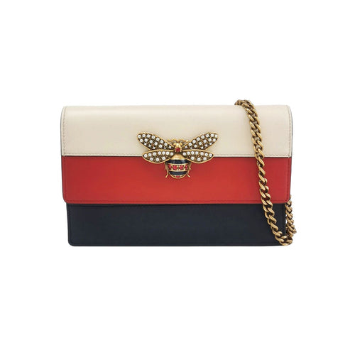 Gucci Queen Margaret Mini Leather Crossbody Bag with Pearl and Bee Detail 250415781149835