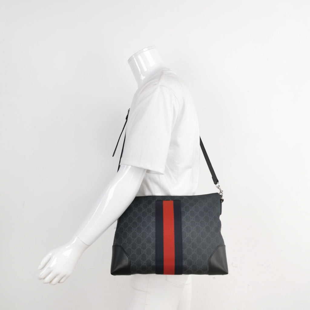 Gucci Canvas and Leather GG Print Crossbody Shoulder Bag 250416781150882