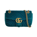 Gucci GG Marmont Small Leather and Suede V-stitch Quilted Double G Shoulder Bag 250412781145768