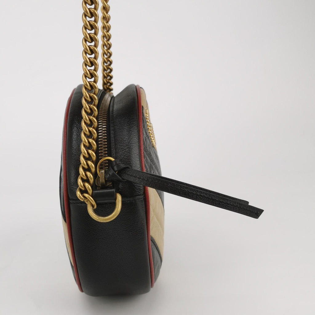 Gucci GG Marmont Mini Leather Quilted Double G Logo Round Crossbody Shoulder Bag 250413781146990