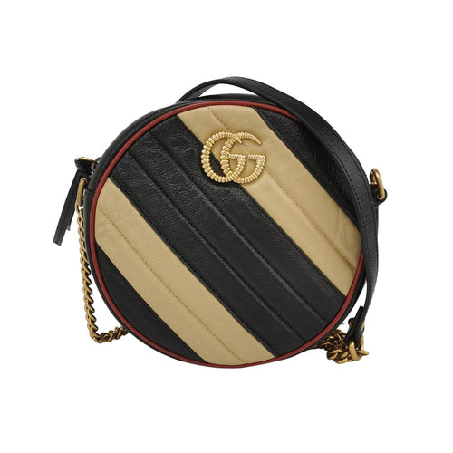 Gucci GG Marmont Mini Leather Quilted Double G Logo Round Crossbody Shoulder Bag 250413781146990