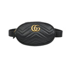 Gucci GG Marmont Small Leather V-stitch Quilted GG Logo Round Waist Bag Chest Bag 24090478852458