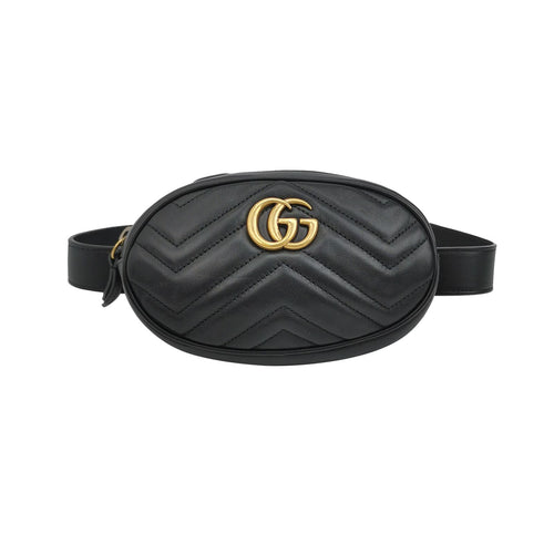 Gucci GG Marmont Small Leather V-stitch Quilted GG Logo Round Waist Bag Chest Bag 24090478852458