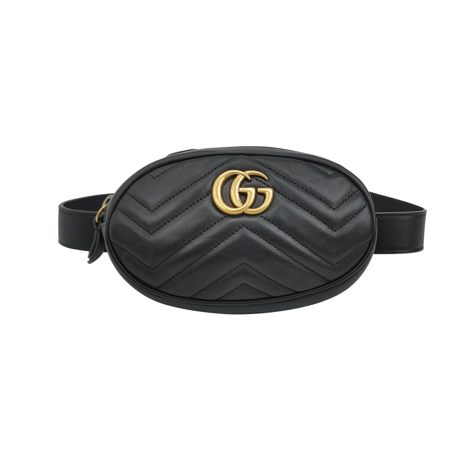 Gucci GG Marmont Small Leather V-stitch Quilted GG Logo Round Waist Bag Chest Bag 24090478852458