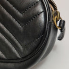 Gucci GG Marmont Small Leather V-stitch Quilted GG Logo Round Waist Bag Chest Bag 24090478852458