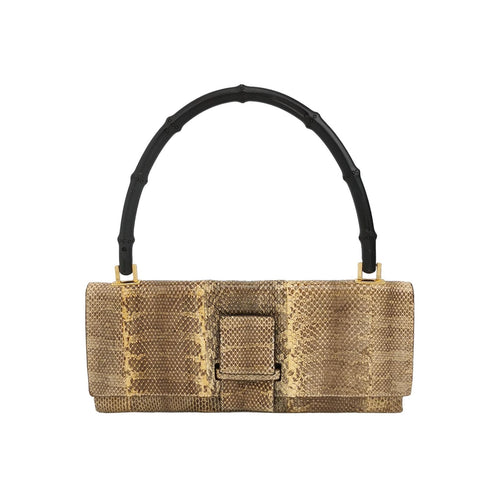 Gucci Snake Skin Bamboo Handle Shoulder Bag 250412781145859