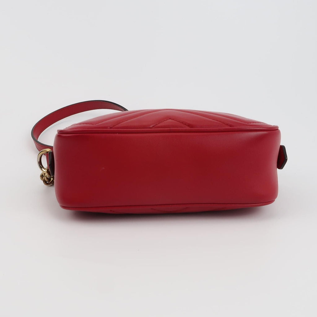 Gucci GG Marmont Mini Leather V-stitch Quilted Double G Logo Camera Crossbody Shoulder Bag 250413781146774