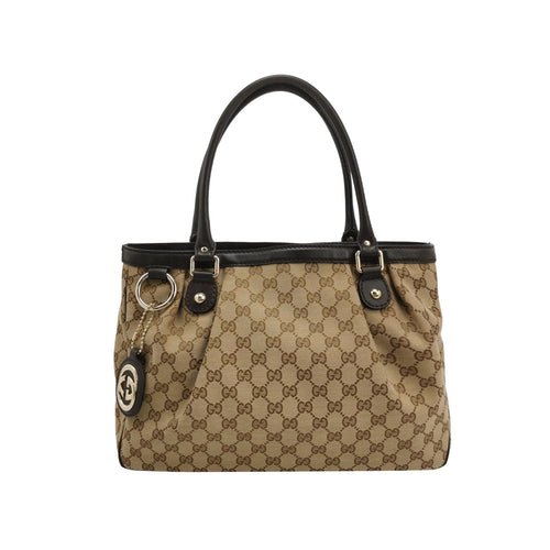 Gucci Leather and Canvas GG Monogram Shoulder Bag 250410781142897