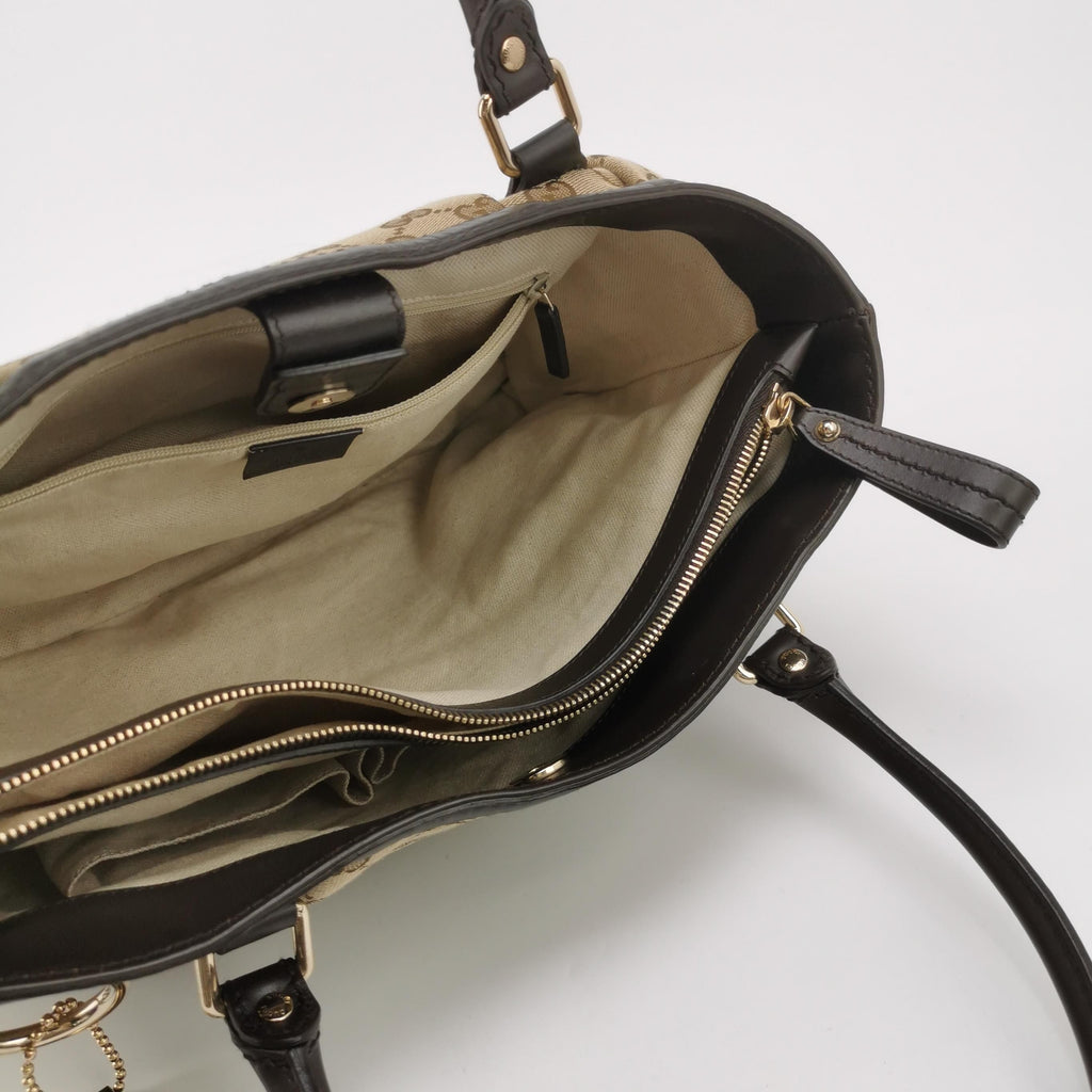 Gucci Leather and Canvas GG Monogram Shoulder Bag 250410781142897