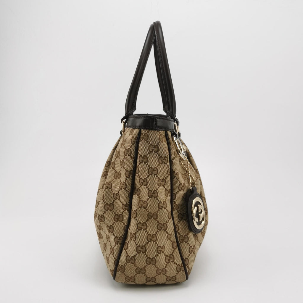 Gucci Leather and Canvas GG Monogram Shoulder Bag 250410781142897