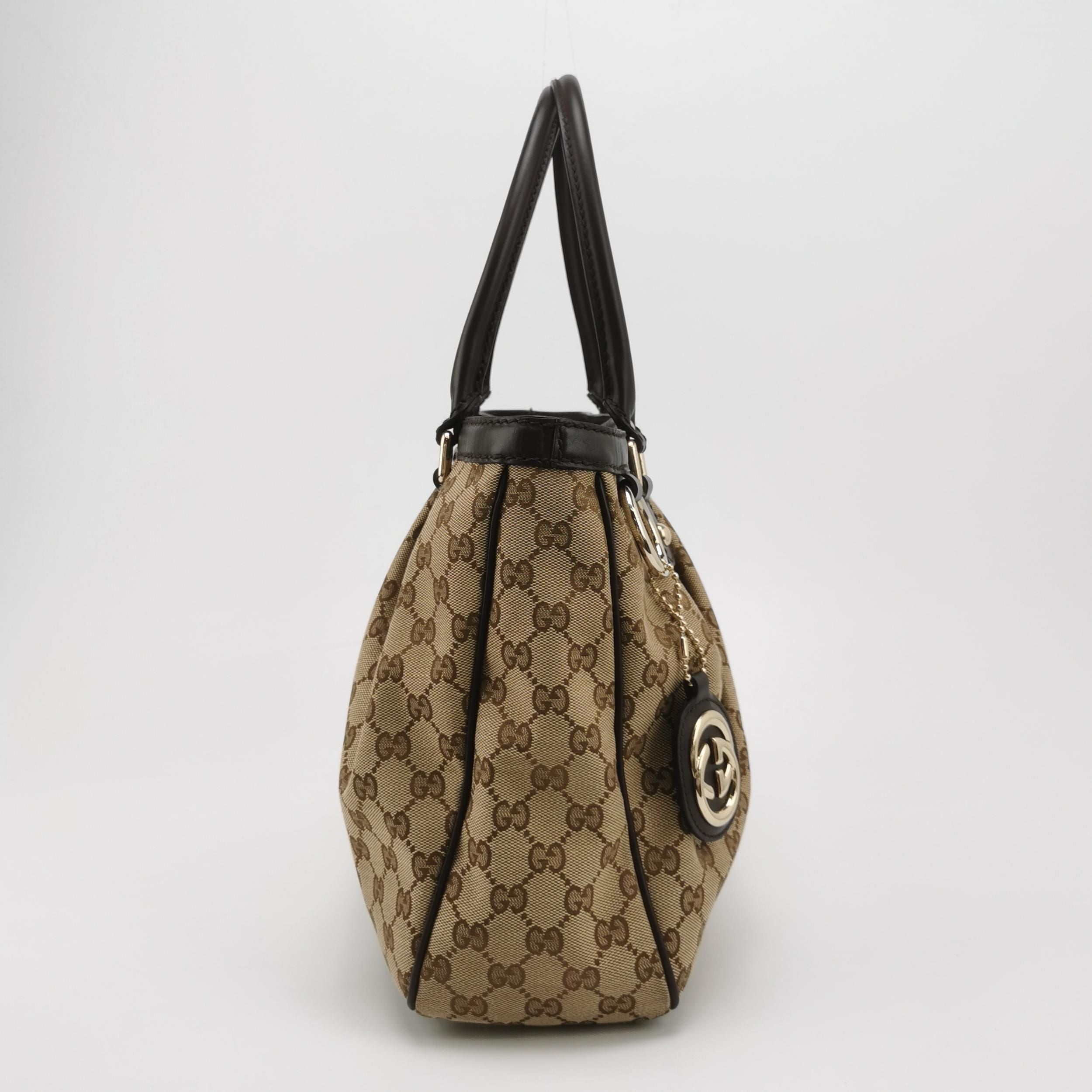 Gucci Leather and Canvas GG Monogram Shoulder Bag 250410781142897