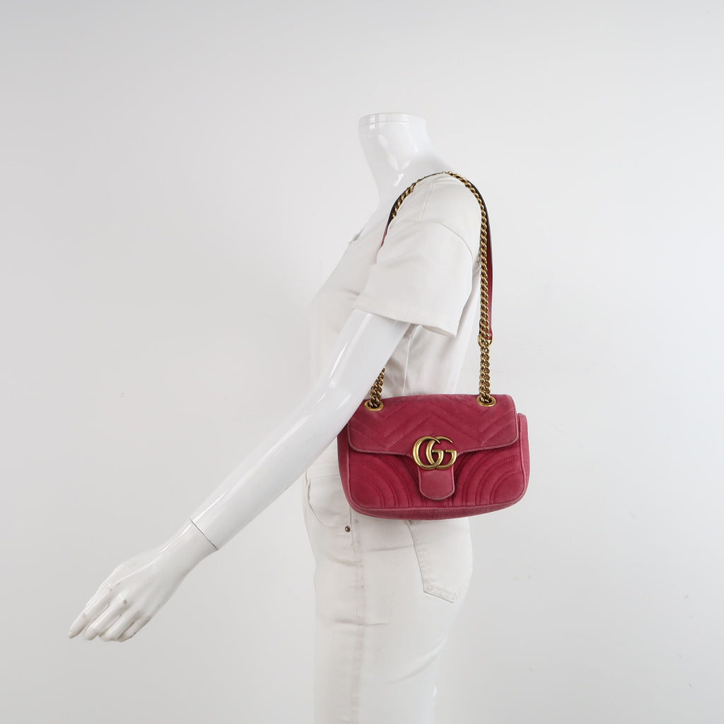 Gucci GG Marmont Mini Velvet Solid GG Logo Crossbody Shoulder Bag 250409781141697