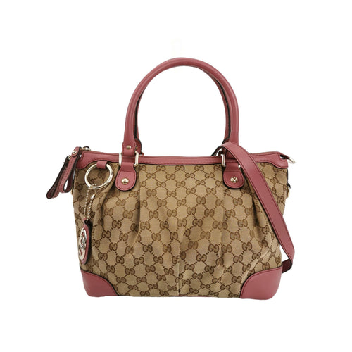 Gucci Sukey Leather and Canvas Shoulder Bag with GG Charm 250411781144248