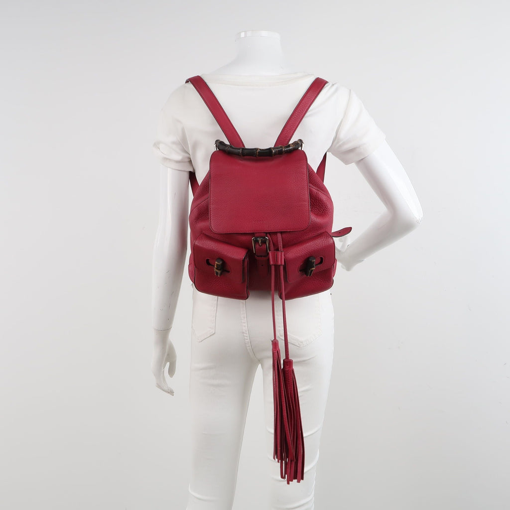 Gucci Bamboo Handle Backpack in Solid Color 250410781142657