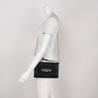Gucci Zumi Leather Solid Double G Horsebit Shoulder Bag 250406781137151