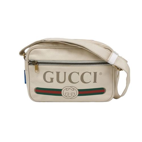 Gucci Print Leather Logo Zip Shoulder Bag 250406781137477