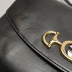 Gucci Zumi Leather Solid Double G Horsebit Shoulder Bag 250406781137151