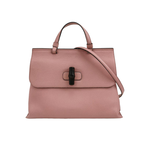 Gucci Daily Leather Bamboo Twist Lock Shoulder Bag 250408781139600