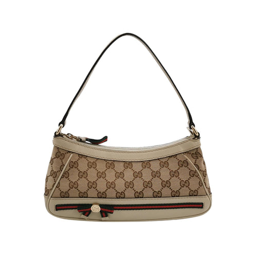 Gucci GG Canvas and Leather Bow Shoulder Bag 250404781134861