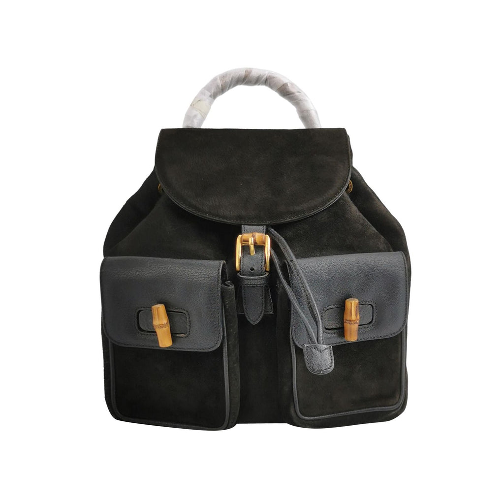 Gucci Suede Bamboo Handle Flap Backpack 250402781132321