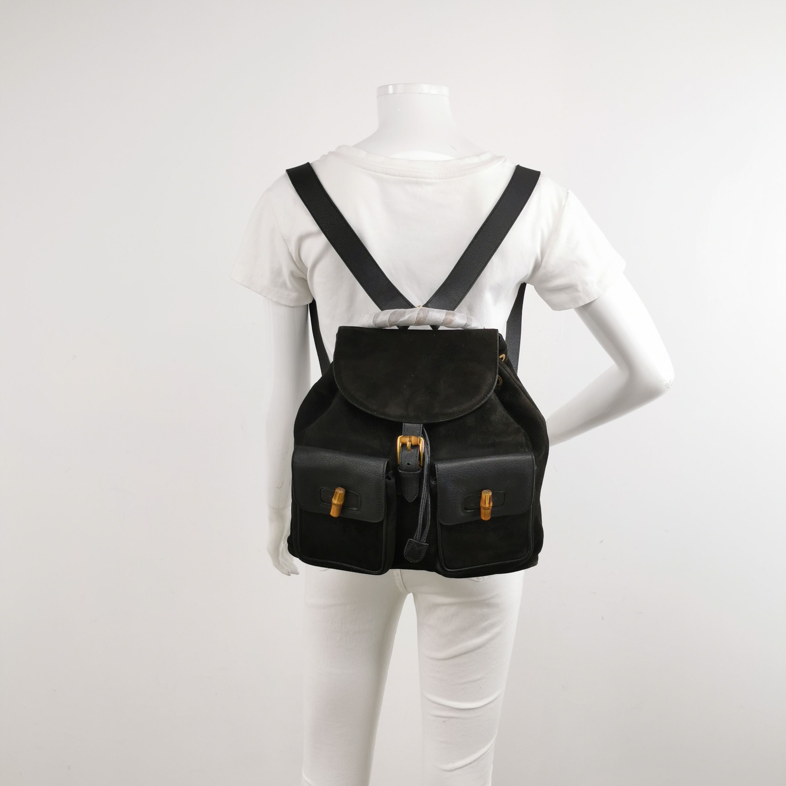 Gucci Suede Bamboo Handle Flap Backpack 250402781132321