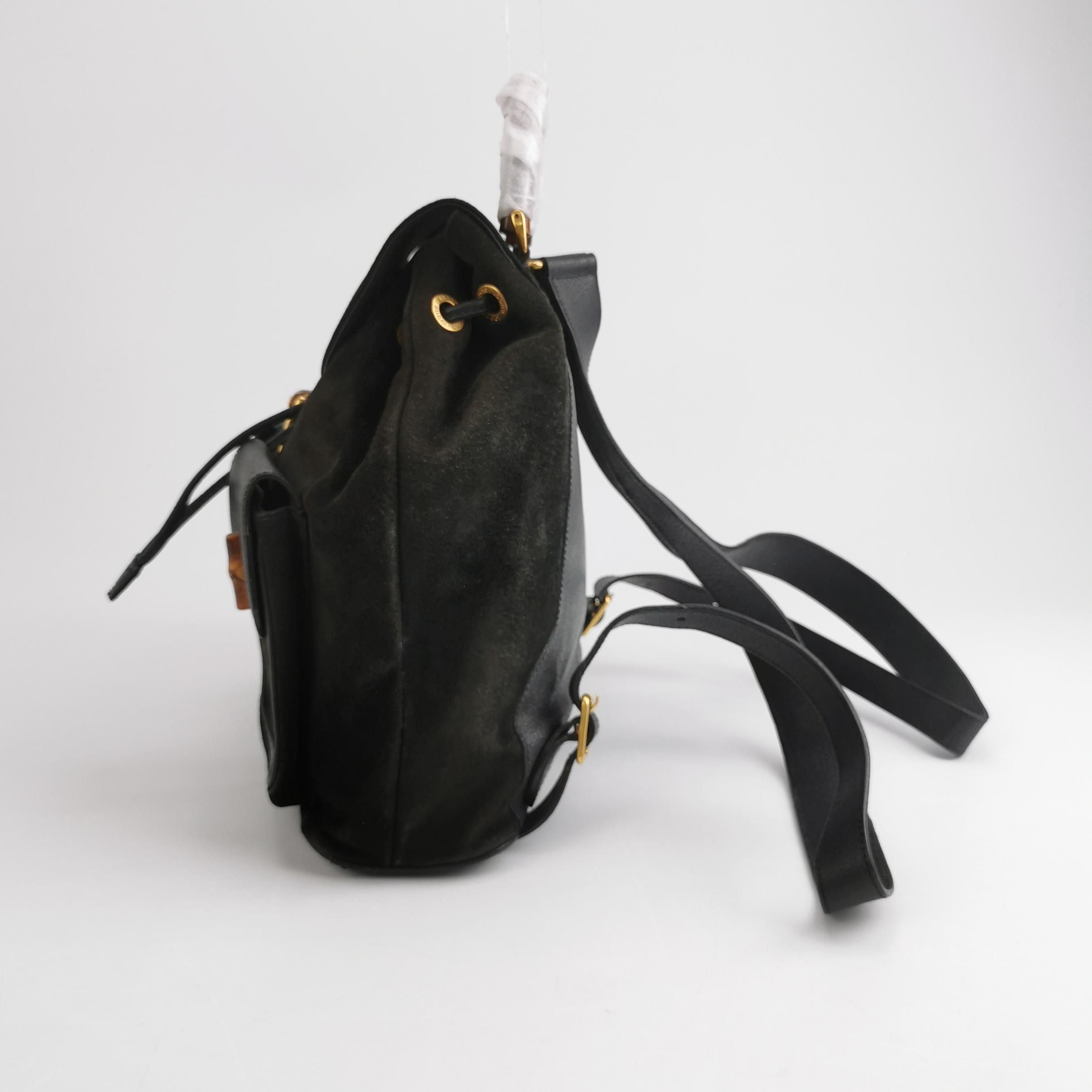 Gucci Suede Bamboo Handle Flap Backpack 250402781132321