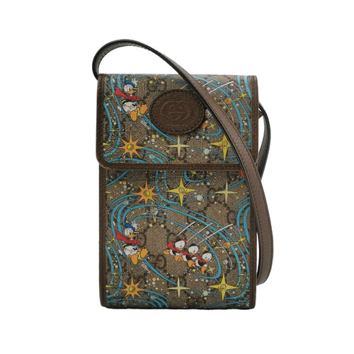 Gucci Disney Collaboration Cowhide Donald Duck Pattern GG Logo Crossbody Shoulder Bag 250401781129681