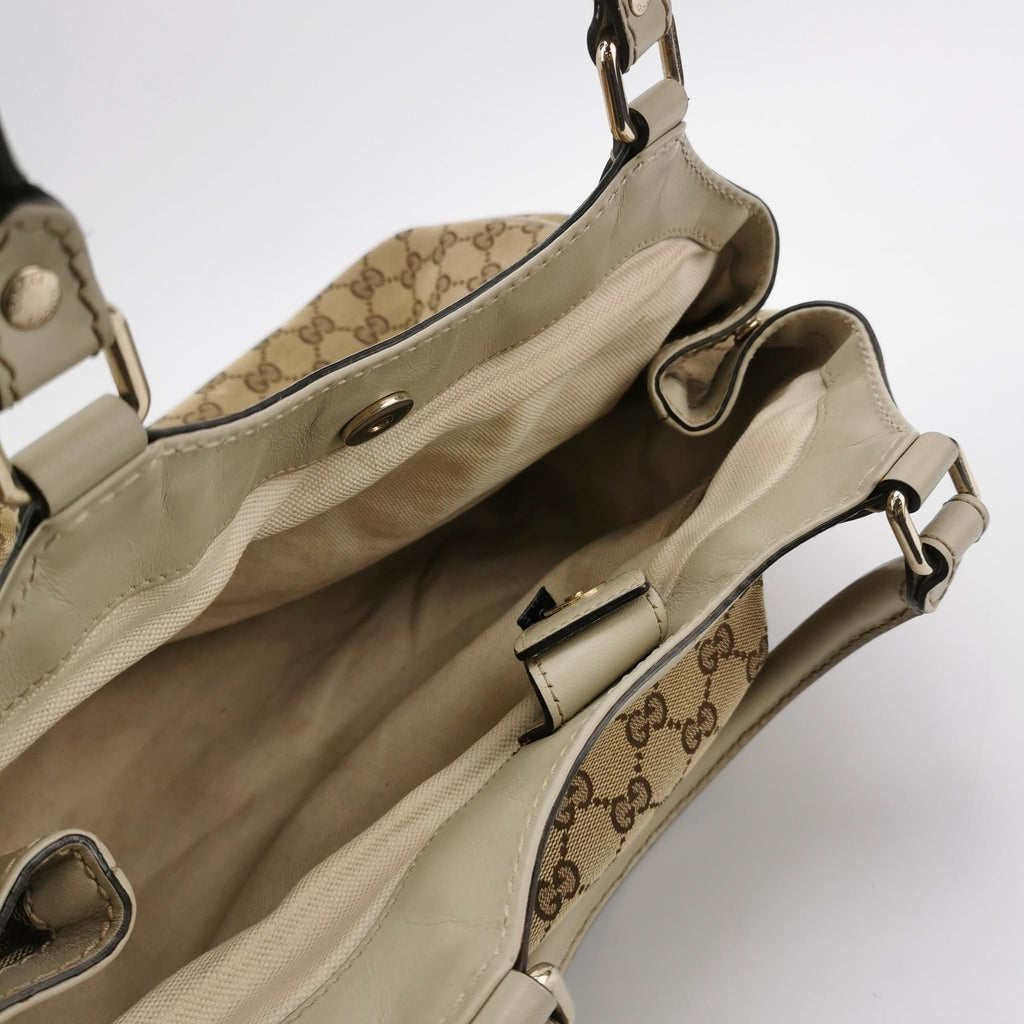 Gucci Sukey Leather Canvas GG Monogram Shoulder Bag 250330781127492