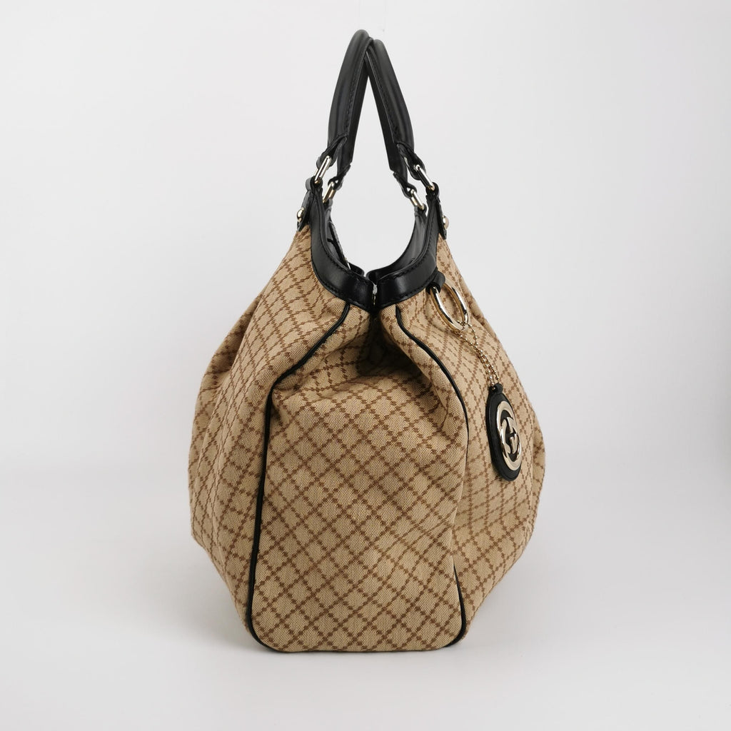 Gucci Sukey Leather and Canvas GG Monogram Shoulder Bag 250403781133682