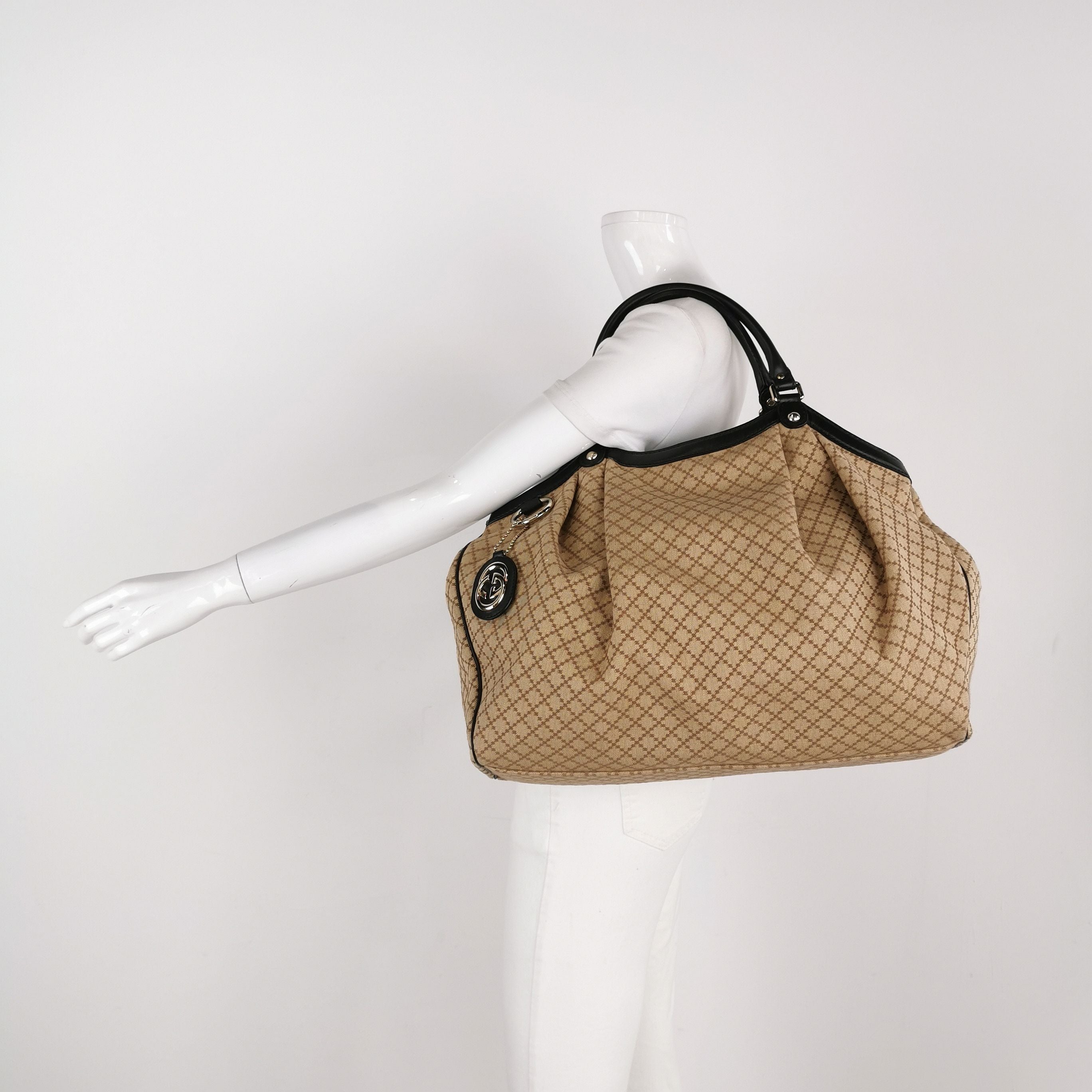 Gucci Sukey Leather and Canvas GG Monogram Shoulder Bag 250403781133682