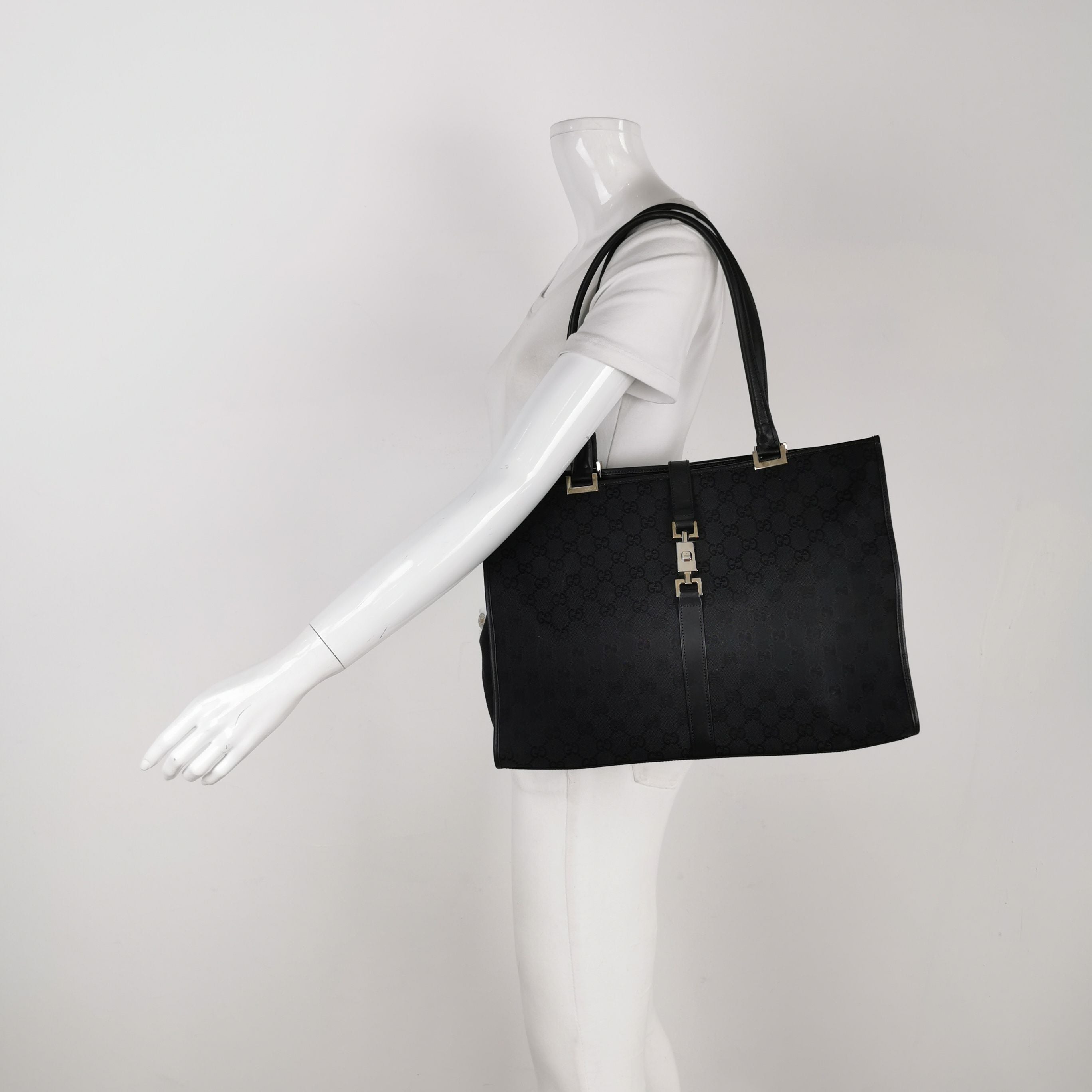Gucci Jackie Leather Canvas GG Monogram Shoulder Bag 250330781127248