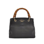 Gucci Bamboo Shopper Leather Solid Letter Logo Bamboo Handle Tote Bag 250401781130336