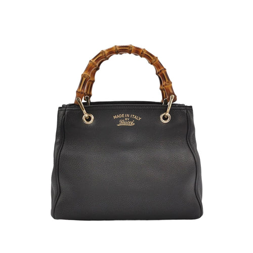 Gucci Bamboo Shopper Leather Solid Letter Logo Bamboo Handle Tote Bag 250401781130336